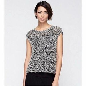 Eileen Fisher Black and White Textured Blouse.